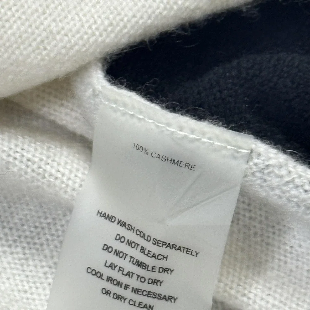 Margaret O'Leary Sweater Pullover Womens XS White 100% Cashmere Striped‎